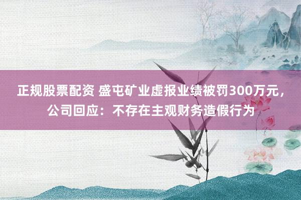 正规股票配资 盛屯矿业虚报业绩被罚300万元，公司回应：不存在主观财务造假行为