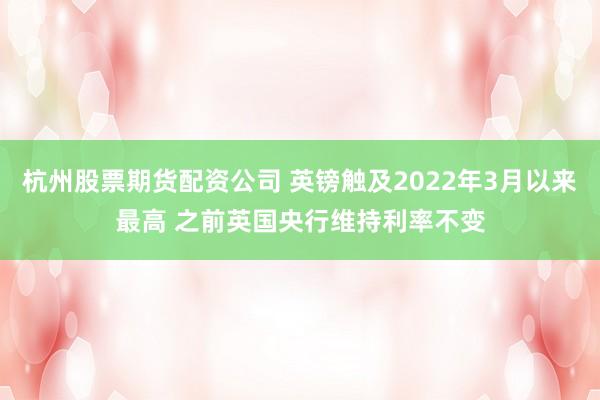 杭州股票期货配资公司 英镑触及2022年3月以来最高 之前英国央行维持利率不变