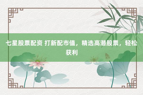 七星股票配资 打新配市值，精选高潜股票，轻松获利